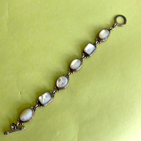 Vintage sterling silver/mother of purl bracelet - Picture 3 of 9
